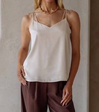 SKIES ARE BLUE Recycled Double Strap Cami Top in shell - women's shirt