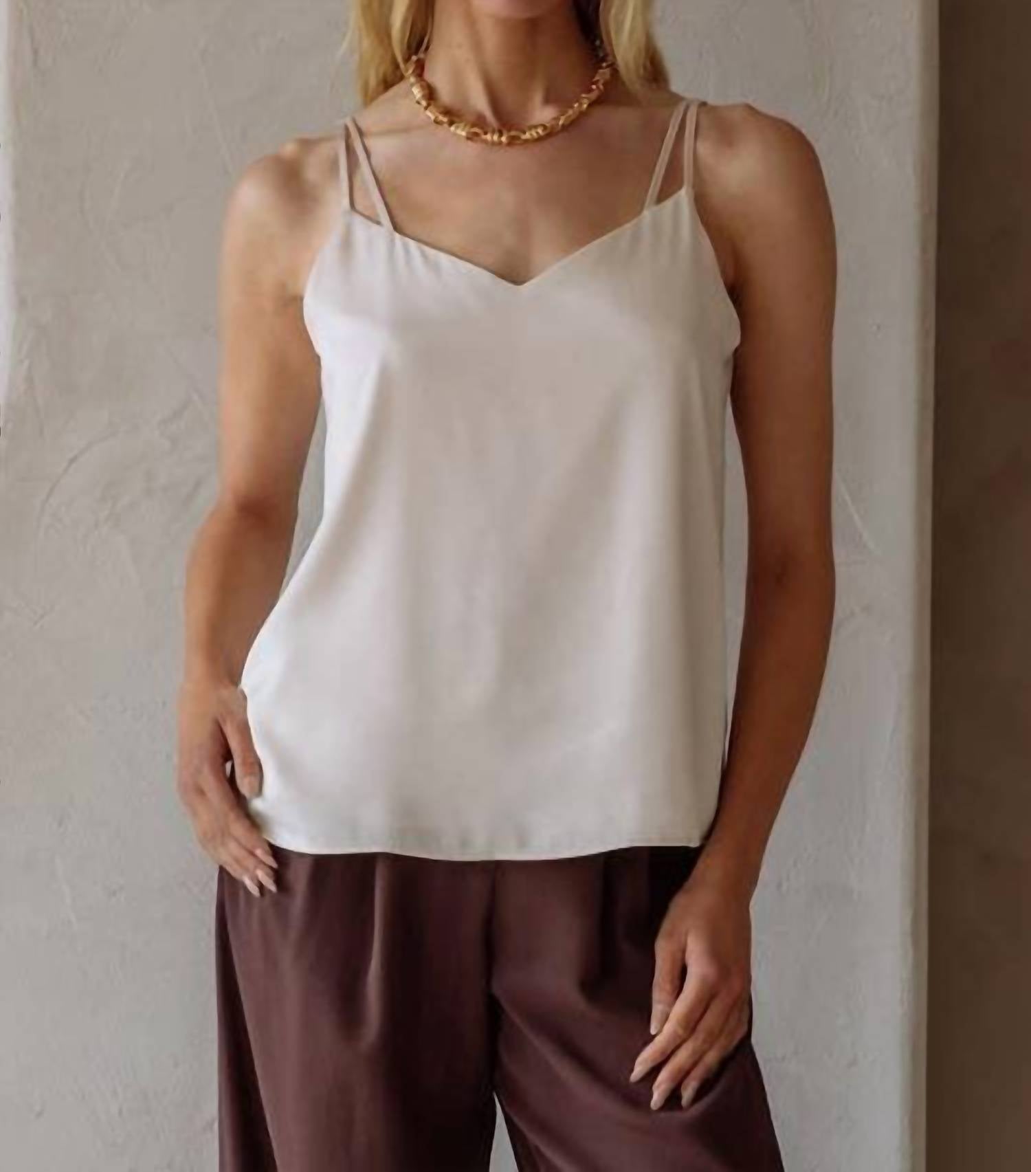 SKIES ARE BLUE Recycled Double Strap Cami Top in shell - women's shirt