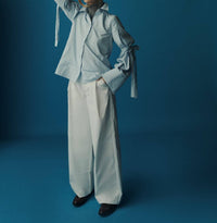 Kika Vargas Park Classic Long Sleeve Shirt in blue stripes poplin - women's long sleeve top - view 4