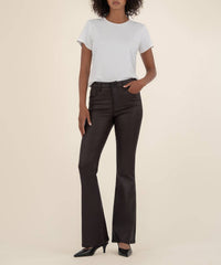 KUT FROM THE KLOTH Ana Coated High Rise Fab Ab Flare Jeans in chocolate - women's jeans