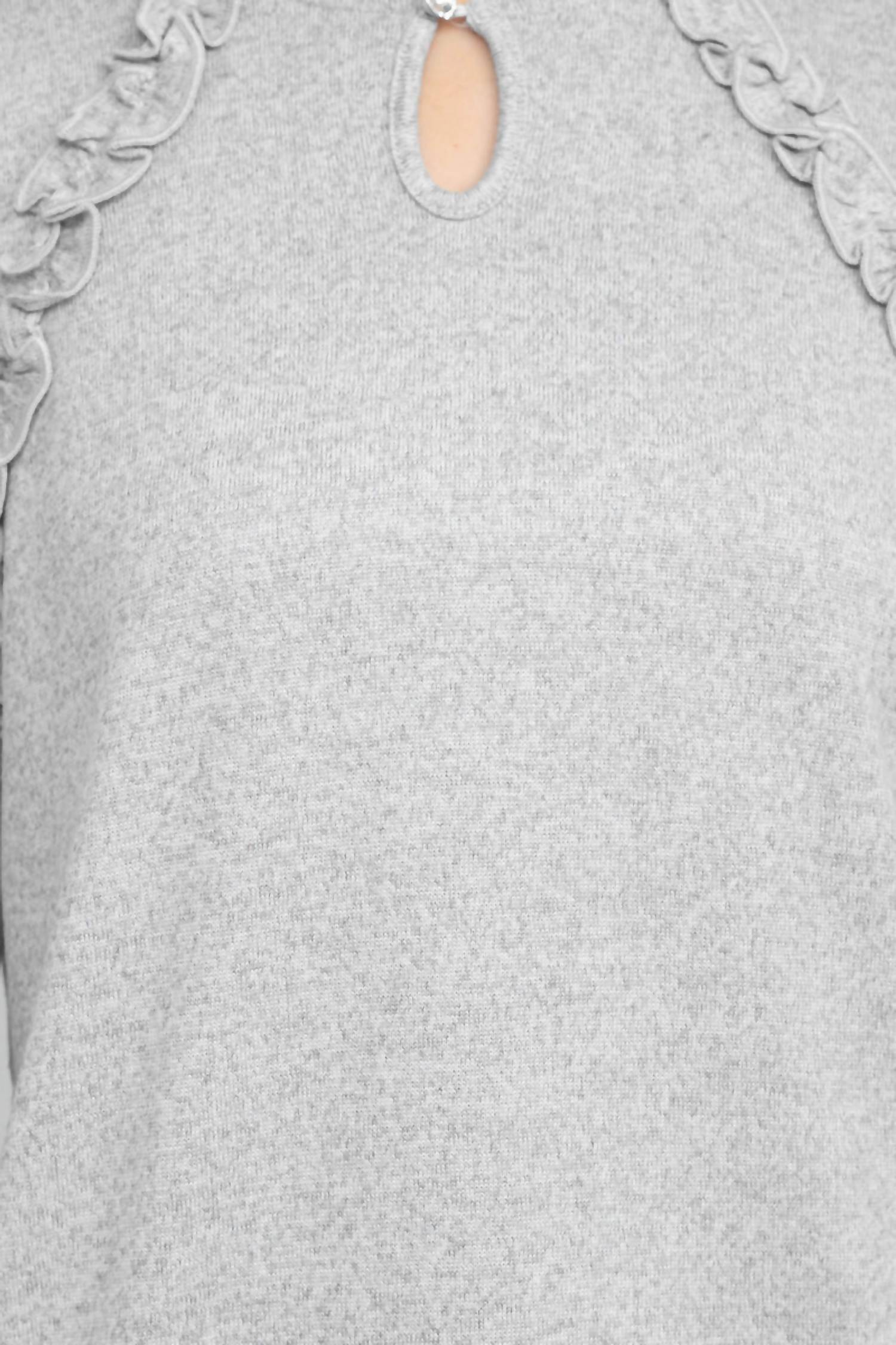 Tint & Shadow - Crew Neck Front Ruffle Detail Knit Top