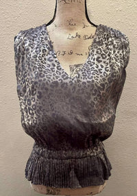 current air Women's Mara Pleated Sleeveless Blouse in leopard - women's blouse
