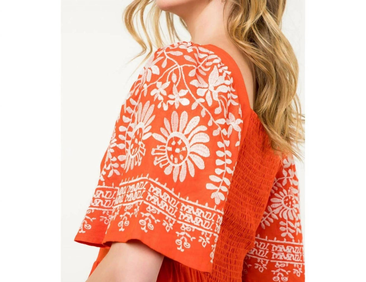 Thml - Embroidered Flutter Sleeve Dress