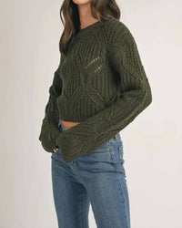Klesis - Crewneck Balloon Sleeve Cropped Knit Sweater