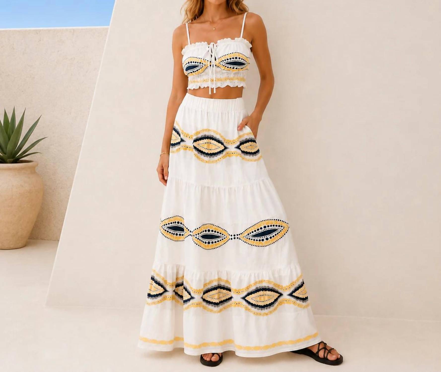 Mystery Resort - Santorini Mosaic Maxi Skirt Set