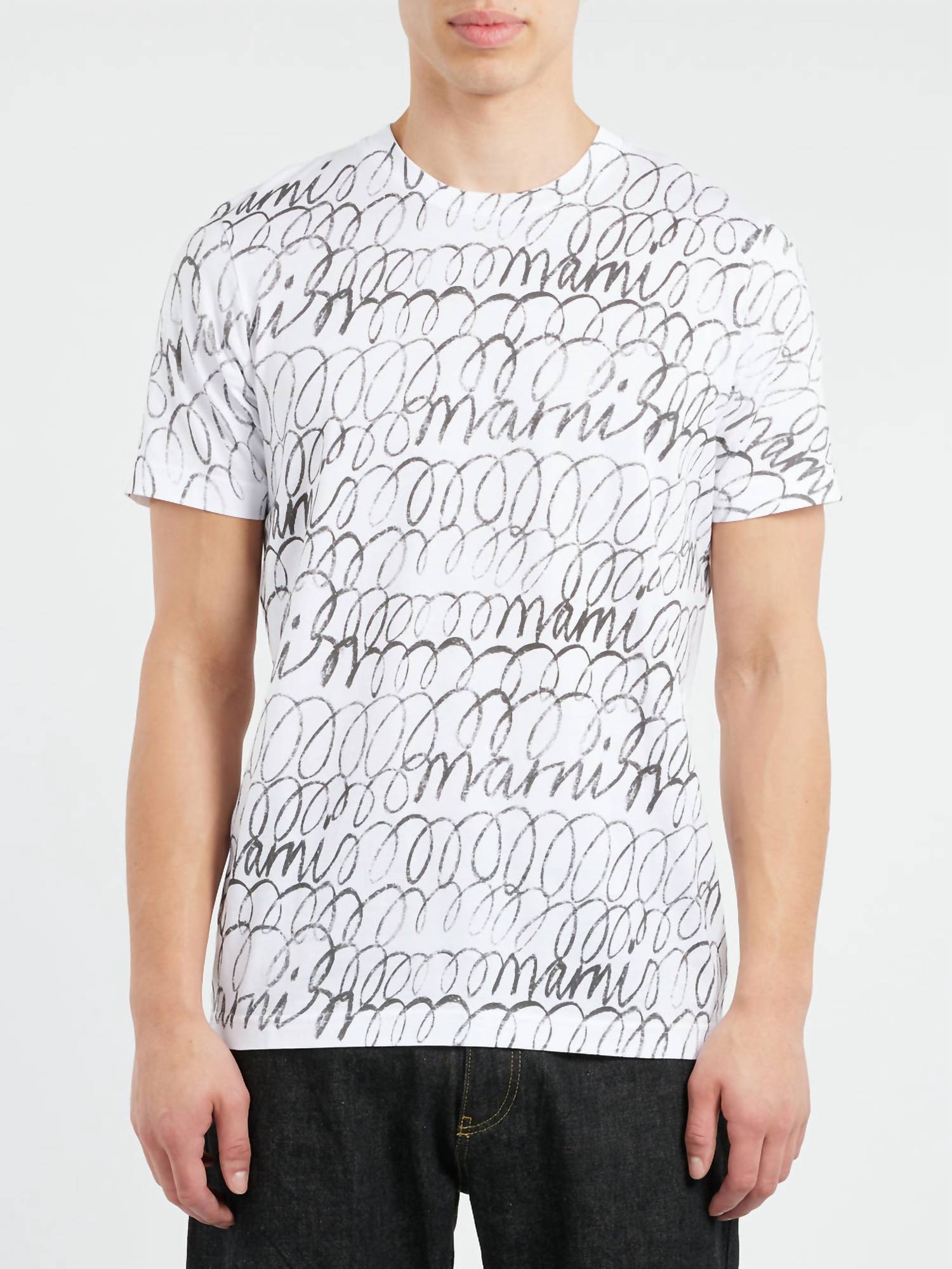 MARNI Scribbled Motif Organic Cotton T-shirt in lily white - men's t-shirt