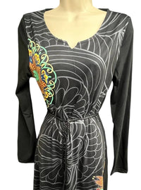 Michael K Women's Belted Beauty Jersey Dress in color wheel black - women's dress - detail view