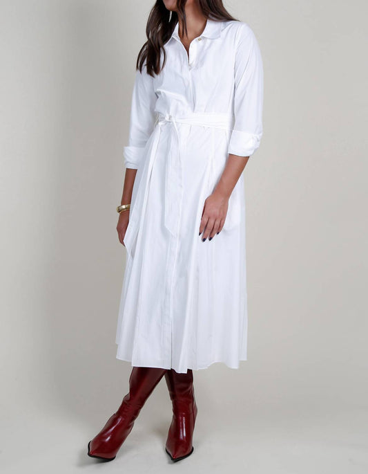 Derek Lam 10 Crosby - Annette Long Sleeve Pleated Shirt Midi Dress