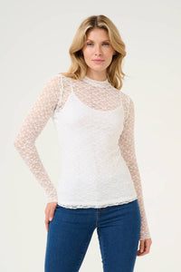 Kaffe - Kajolia Long Sleeve Sheer Lace T-shirt