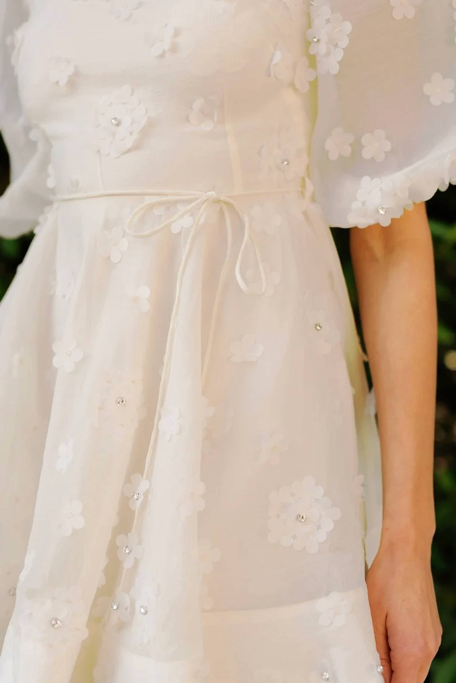 Endless Blu. - Floral Embellished Sheer Mini Dress