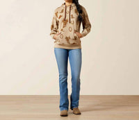 ARIAT Logo Hoodie Sweatshirt in savannah tan heather - women's top - alternate view