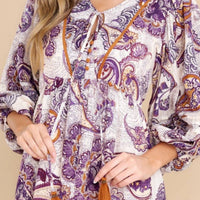 Band Of The Free - Paisley Long Sleeve Mini Dress