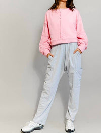 BUCKETLIST Cropped Pullover Sweatshirt in pink - women's sweater - view 5