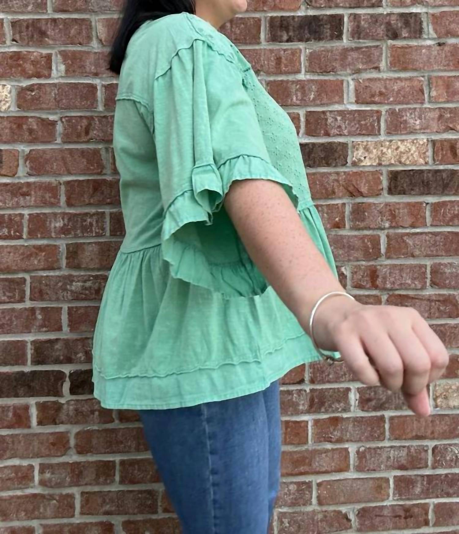 Easel - Eyelet Mix Top