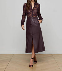 L'Agence - Robin Vegan Leather Midi Skirt