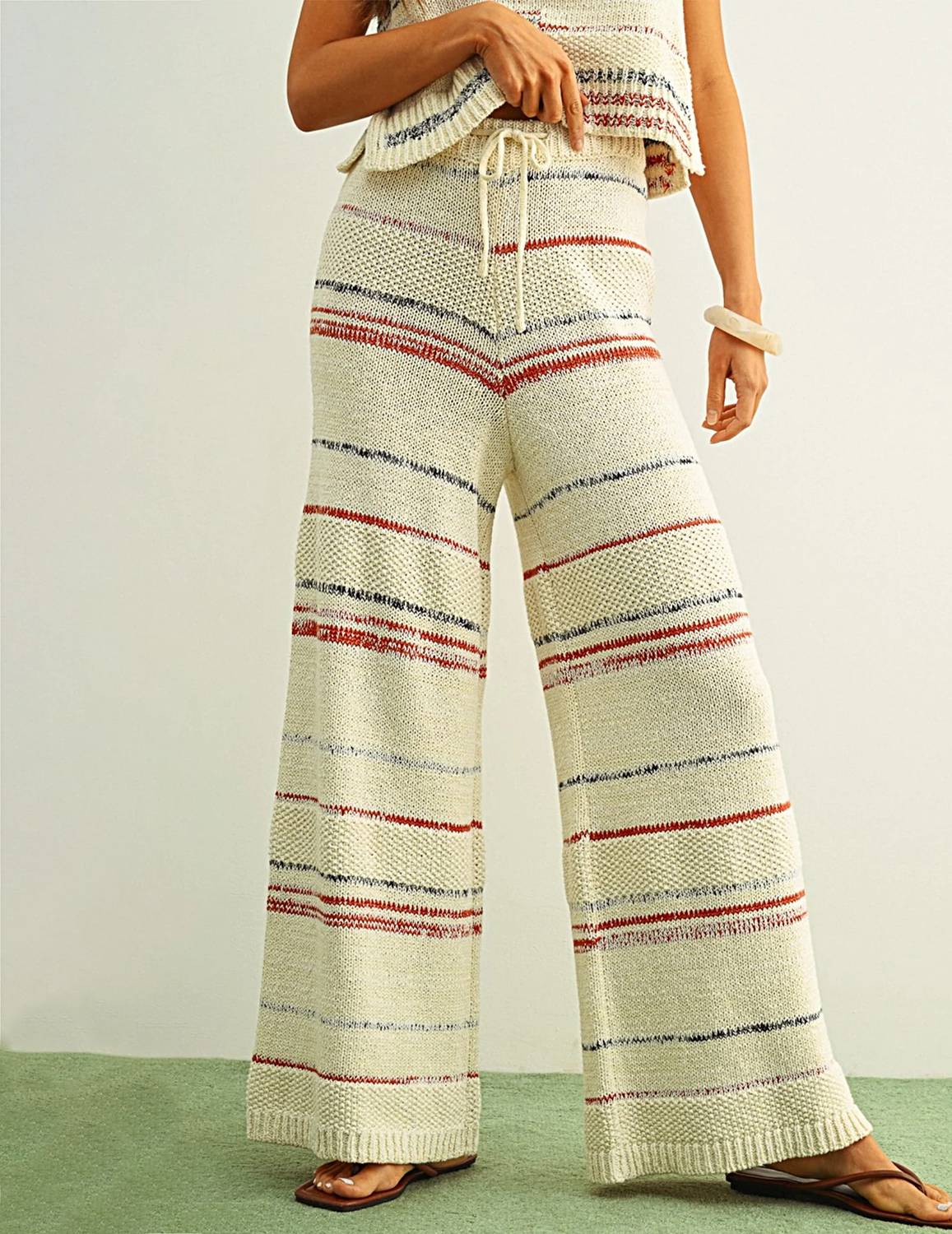 Miou Muse - Stripe Pattern Knit Pants