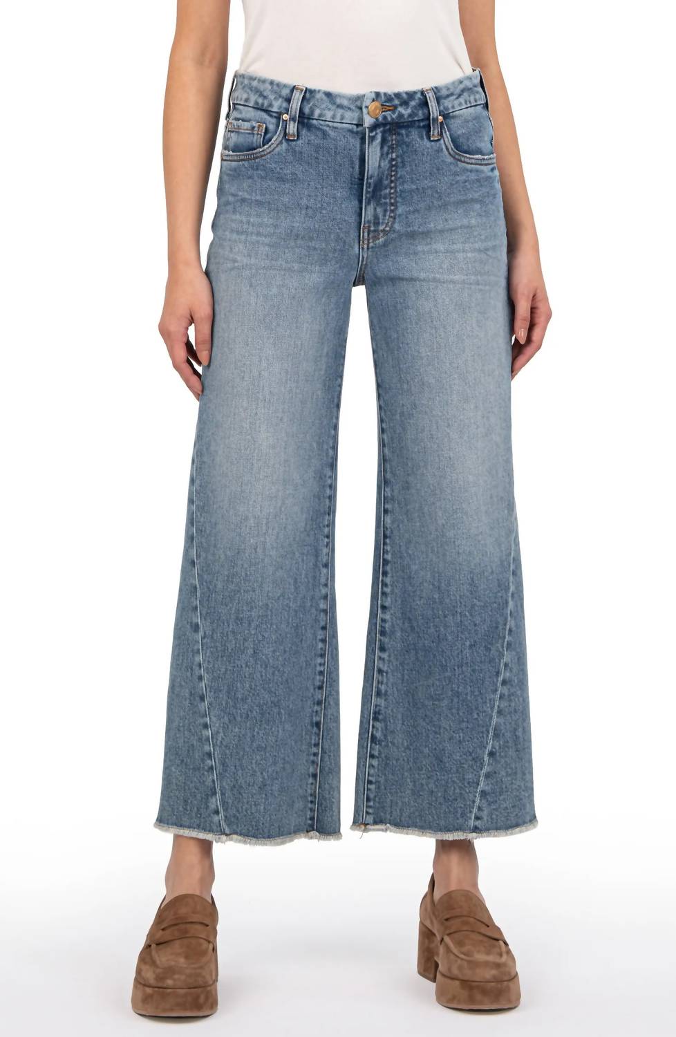 KUT FROM THE KLOTH Meg Frayed High Waist Ankle Wide Leg Jeans in defiant - women's jeans