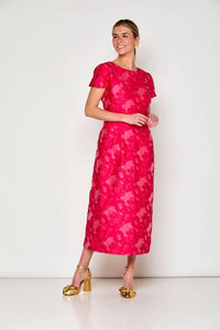 SARA CAMPBELL Barbara Tea Length Dress in fuchsia - women's dress - alternate view