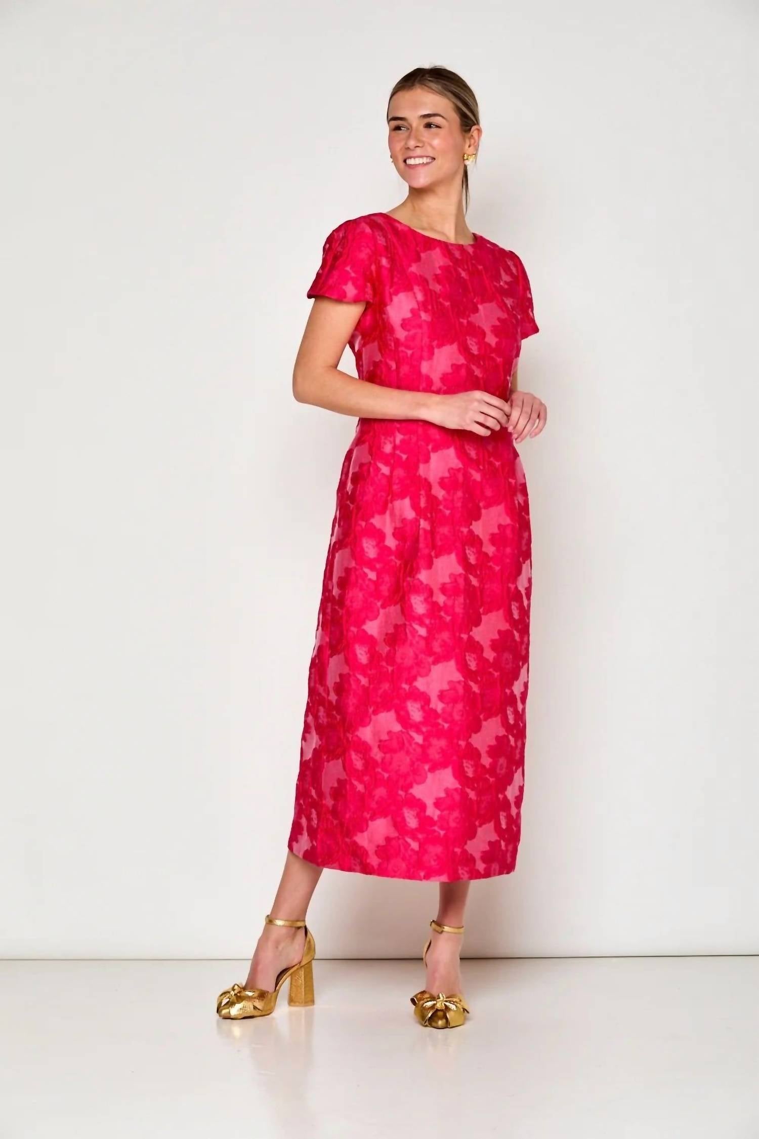SARA CAMPBELL Barbara Tea Length Dress in fuchsia - women's dress - alternate view
