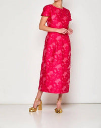 SARA CAMPBELL Barbara Tea Length Dress in fuchsia - women's dress - detail view