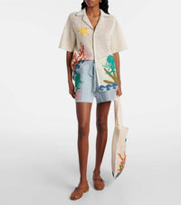 Alemais - Splash Embroidered Cotton Shorts