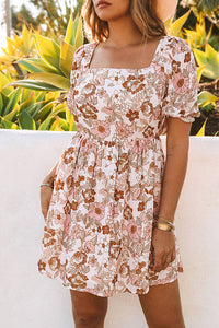 dear lover Floral Tie Back Mini Dress in white - women's dress - alternate view