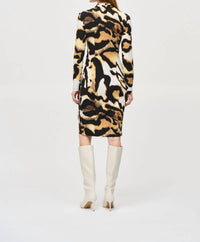 Joseph Ribkoff - Animal Print Faux Wrap Sheath Dress