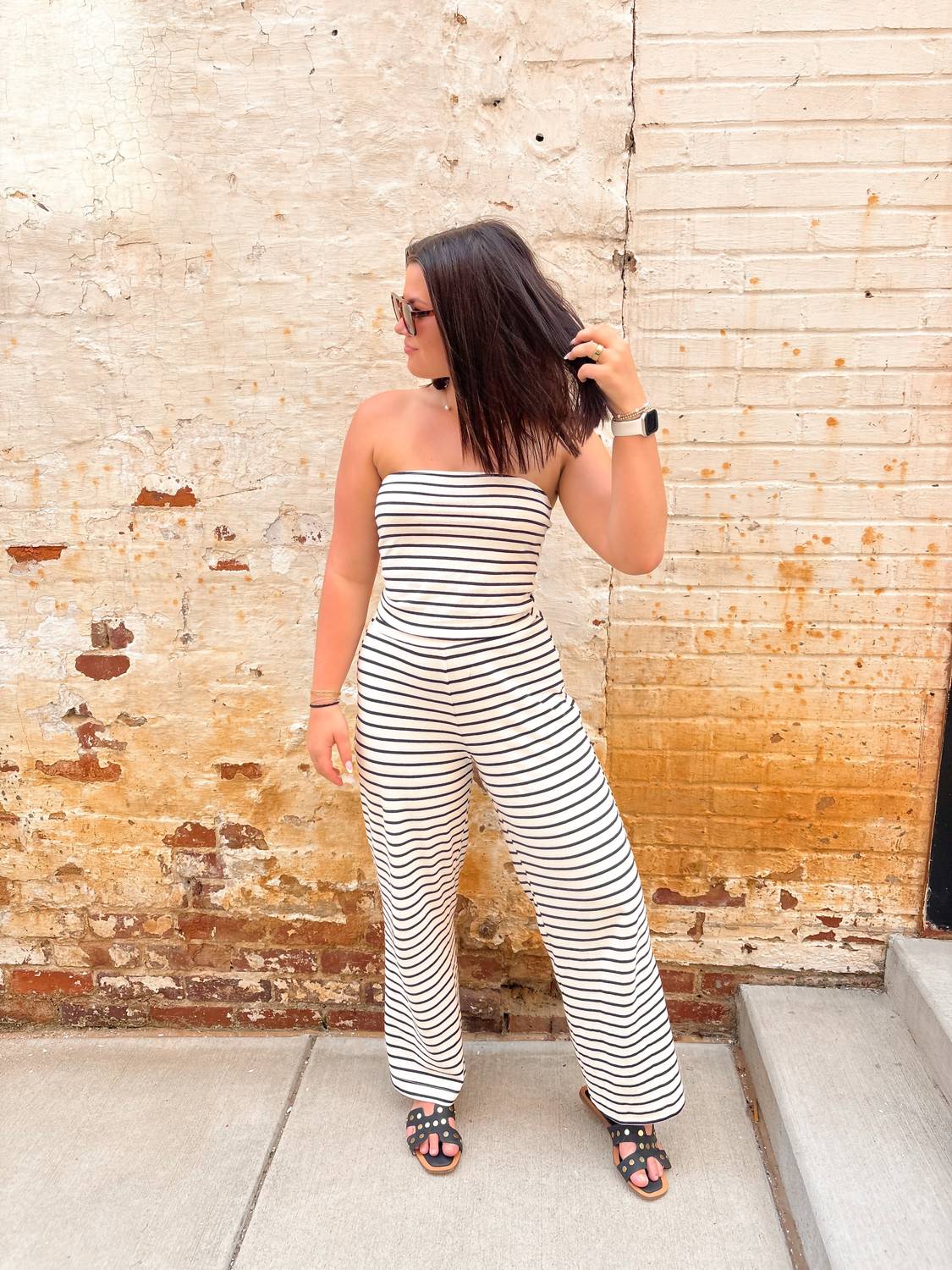 Blu Pepper - Stripe Wide Leg Knit Lounge Set