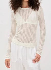 White + Warren - Paperfine lace Stitch top