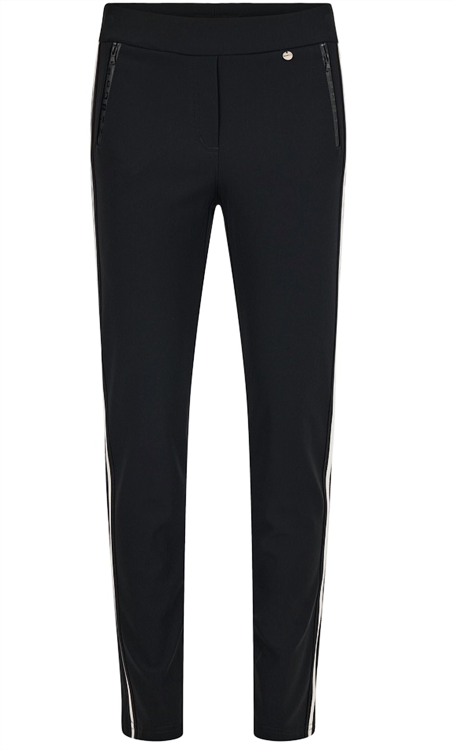 ROBELL Rita Side Stripe Trouser Pant in black - women's pants - alternate view