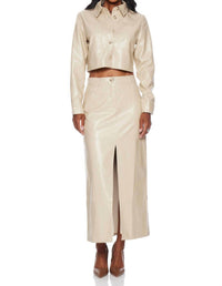 LUCY PARIS Abbot Cropped Jacket in beige - women's jacket - detail view