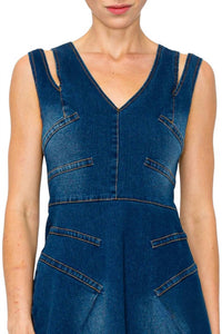 Ina - Tabitha Cut Out Slit Straps Denim Mini Dress