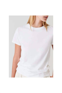 Patrick Assaraf Short Sleeve Iconic Fitted Crew Top in white - women's t-shirt - view 5
