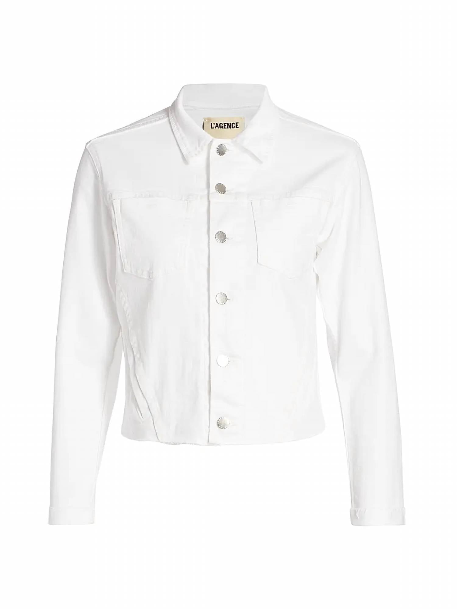 L'Agence Janelle Slim Fit Denim Jacket in blanc - women's jacket - view 7