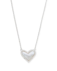 Kendra Scott Women's Ari Heart Pendant Necklace in ivory mother of pearl - women's jewelry - detail view