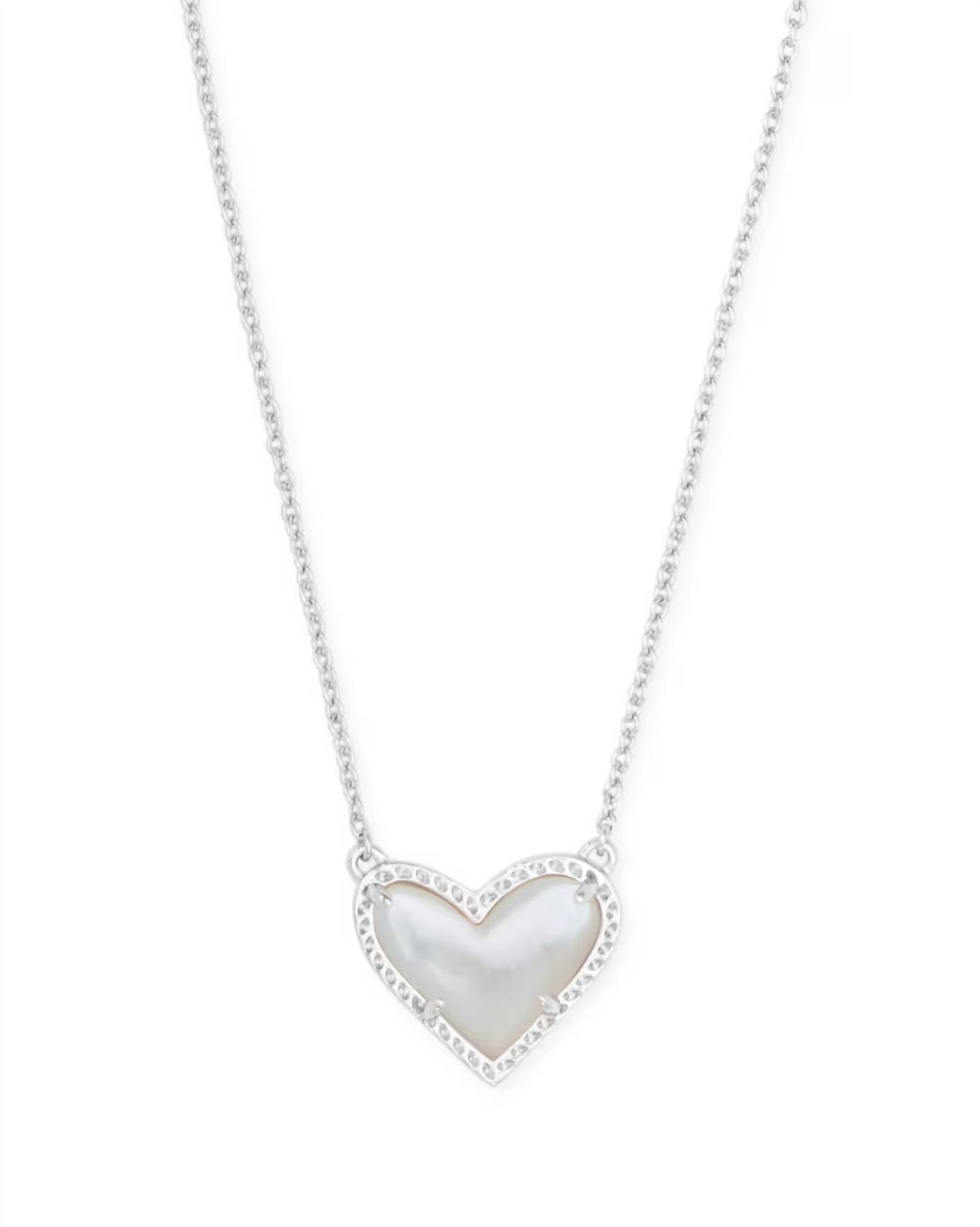Kendra Scott Women's Ari Heart Pendant Necklace in ivory mother of pearl - women's jewelry - detail view