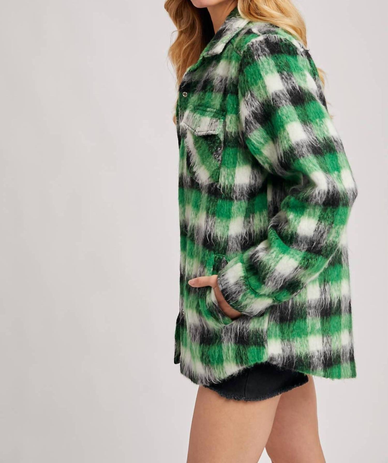 Bluivy - Brushed Flannel Plaid Shacket