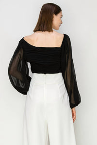 Collective - Sequin Mesh Asymmetric Pleated Top