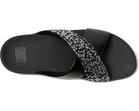 fitflop Women's Lulu Crystal Mix Metallic Cross Wedge Slides in all black - women's sandal - view 7