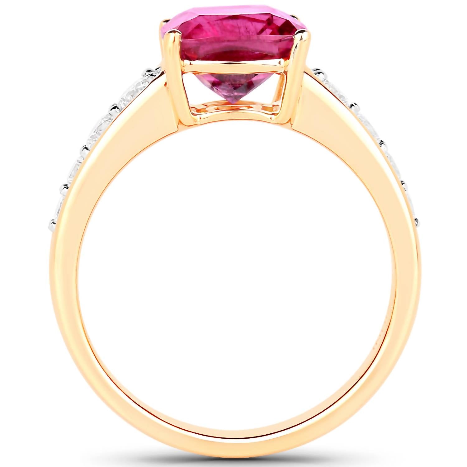 Diana M Jewels - Women's Cushion Natural Rubellite Fashion Ring (2.70 Ct) - Signature