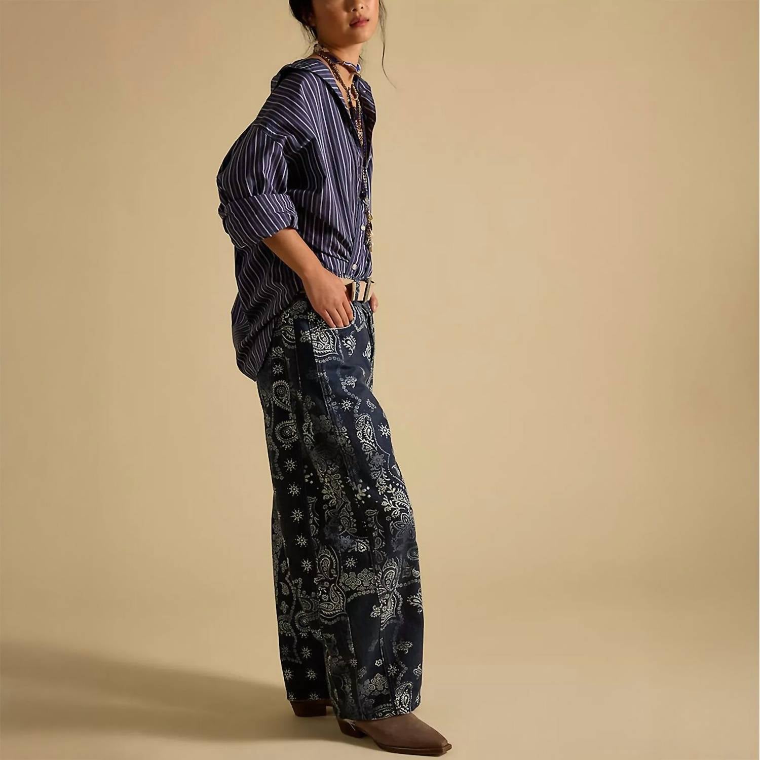 Free People - Good Luck Printed Barrel Pants