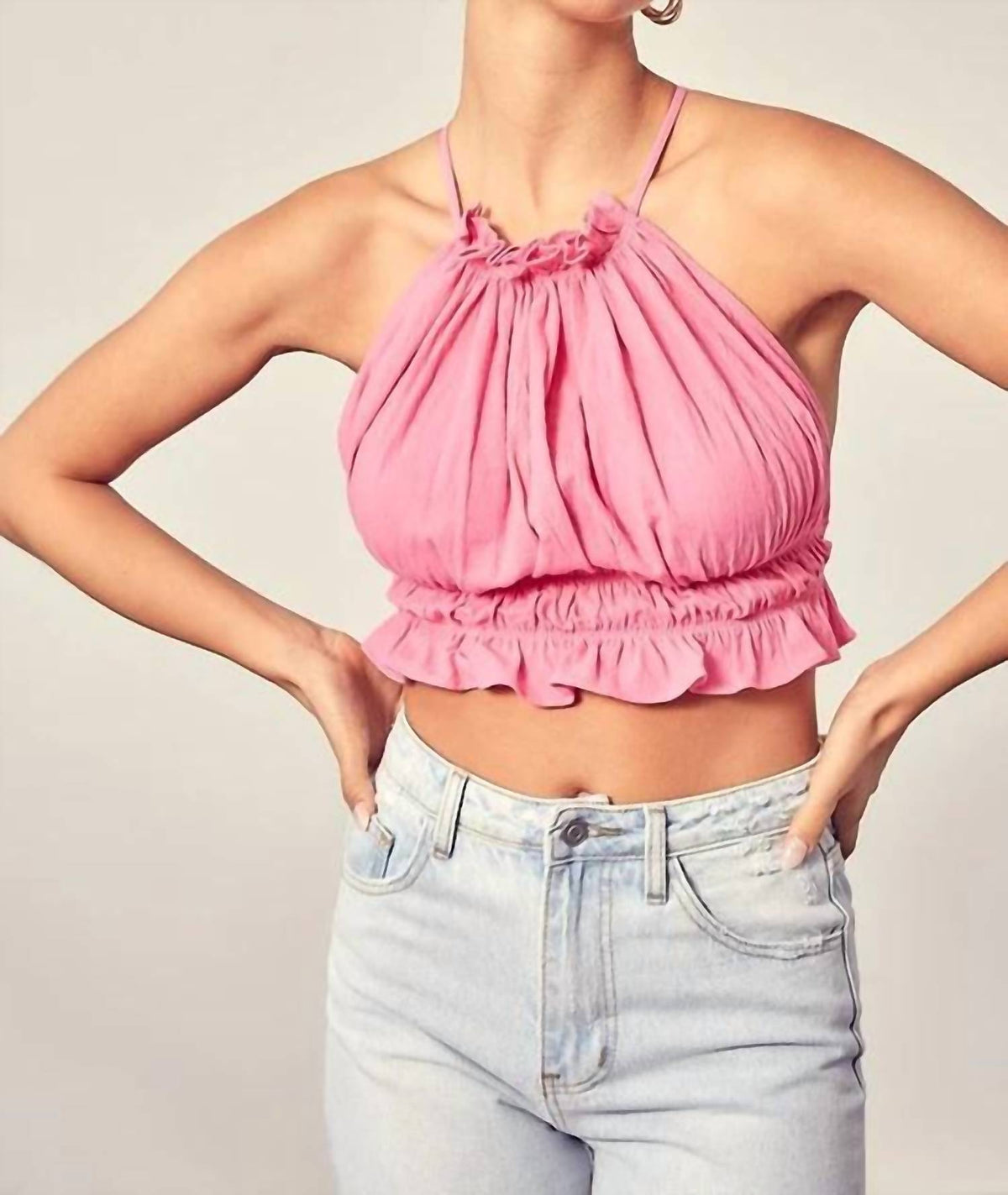 Idem Ditto - Ruched Halter Neck Summer Top