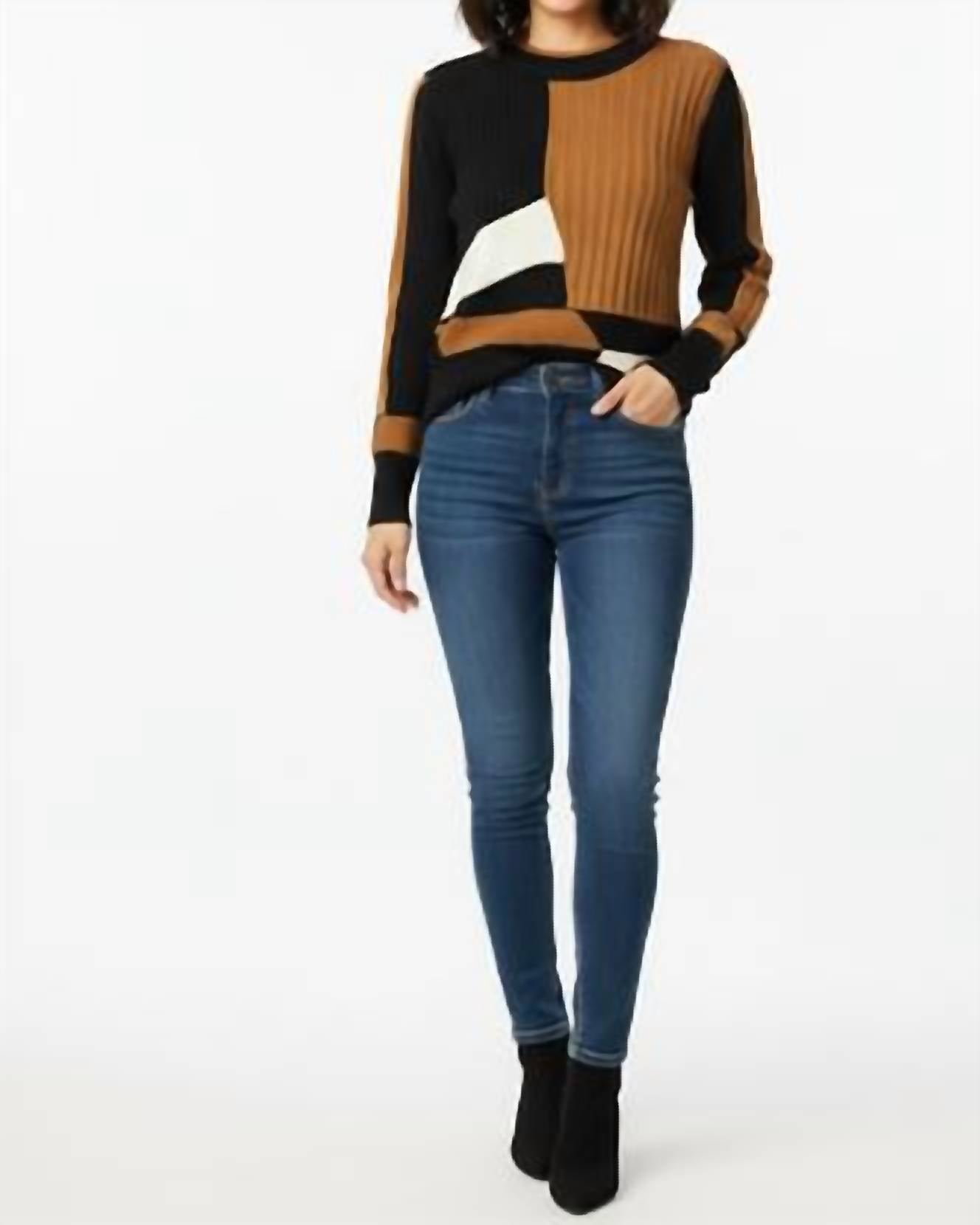 Kathie K - Textured Long Sleeve Knit Sweater
