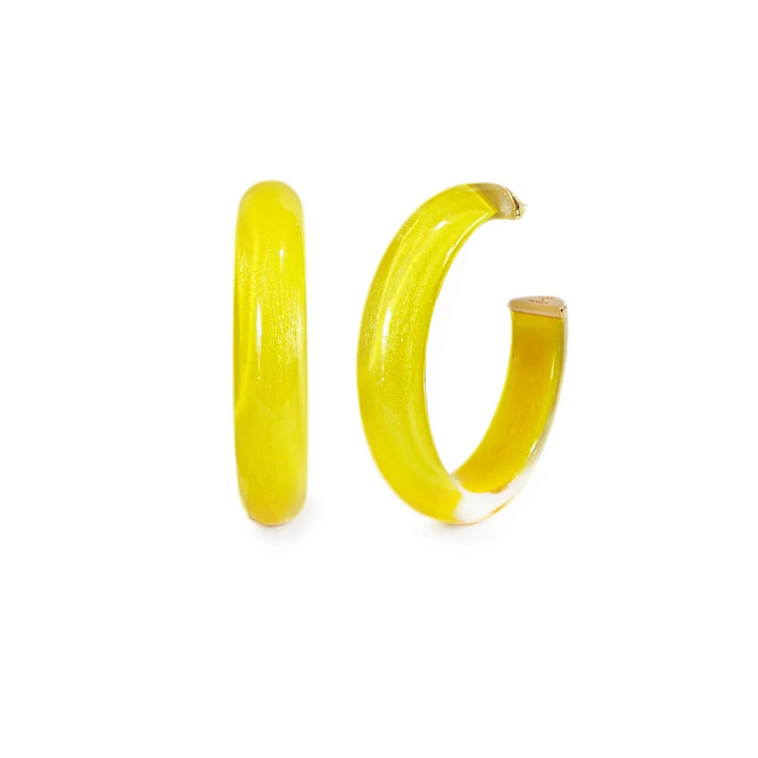 Gold & Honey - Women's Medium Illusion Lucite Hoop Earrings
