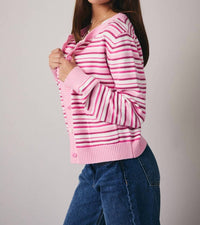 Sunday Edition - Button Up Stripe Sweater Top