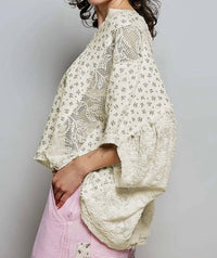 POL Floral Sheer Top in ivory - women's shirt - alternate view