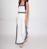 Mable - Sail Away Chevron Two Piece Linen Set