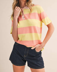 &Merci - Striped Short Sleeve Sweater