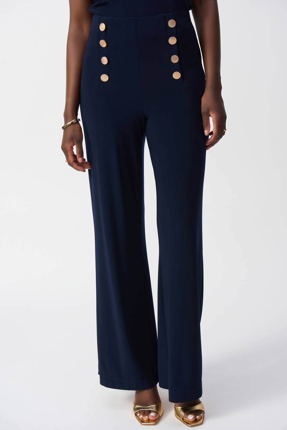 Joseph Ribkoff - Chic Button-detail Wide Leg Pants