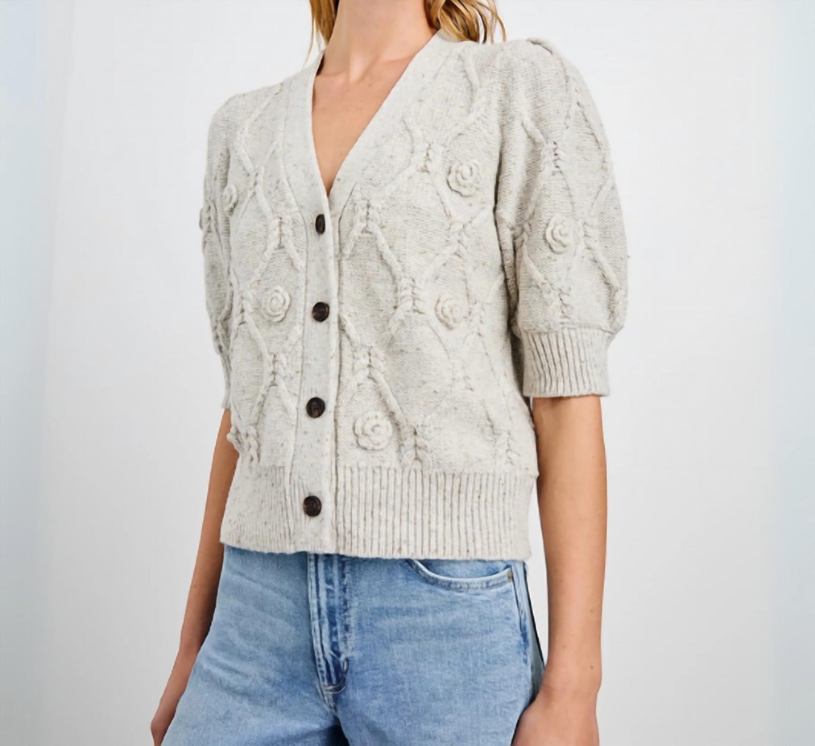 Rails Isla Daisy Button Down Cardigan in grey - women's cardigan - alternate view